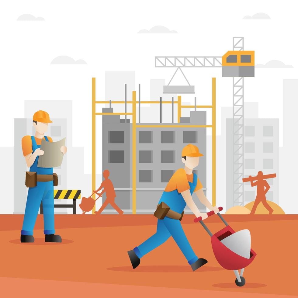 Acquisto Di Immobili Da Costruttore: Obbligo Di Preliminare Notarile E Le Tutele Di Legge 1 6789143 Costruzione Builder Cartone Animato Edilizia E Industria Edilizia Cartone Animato Sfondo Con Lavoratori Operai Edili Illustrazione Vettoriale
