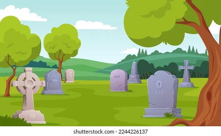 Cemetery Tombstones Among Trees Clearing 260Nw 2244226137