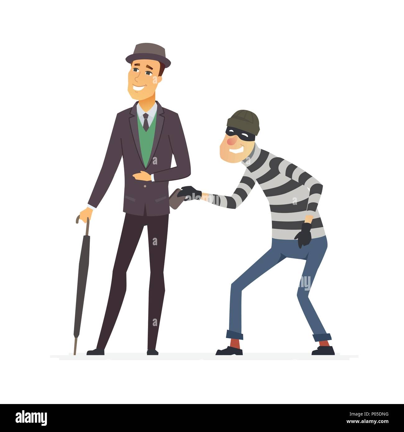 Pickpocket Rubare Wallet Cartoon Persone Illustrazione Dei Caratteri P05Dng