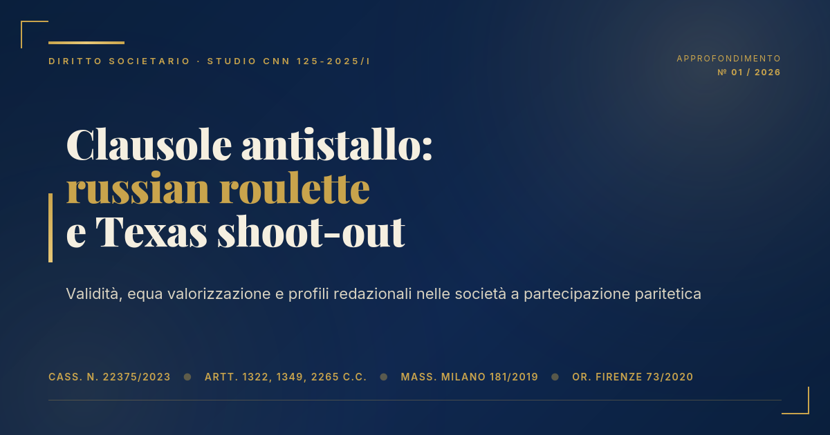 Clausole Antistallo: Russian Roulette E Texas Shoot-Out — Studio Cnn 125-2025/I