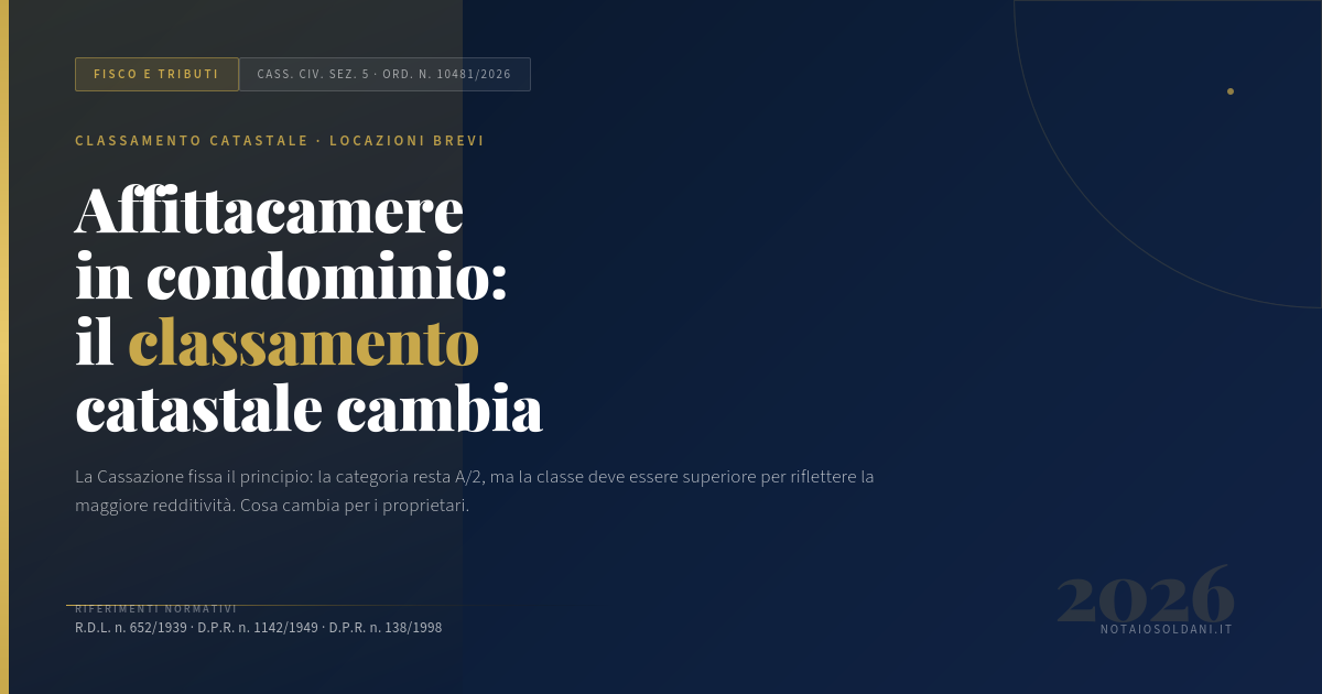 Cover Affittacamere Classamento Catastale 2026