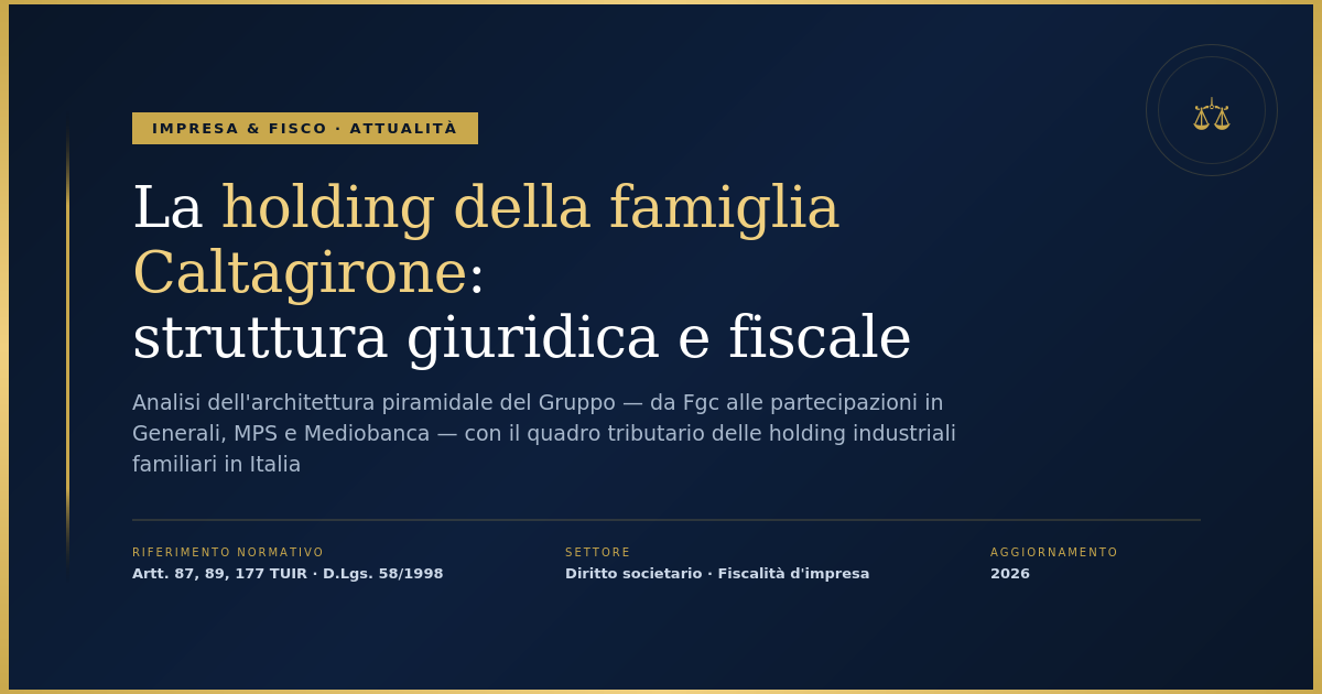Struttura Giuridica E Fiscale Della Holding Della Famiglia Caltagirone 2026