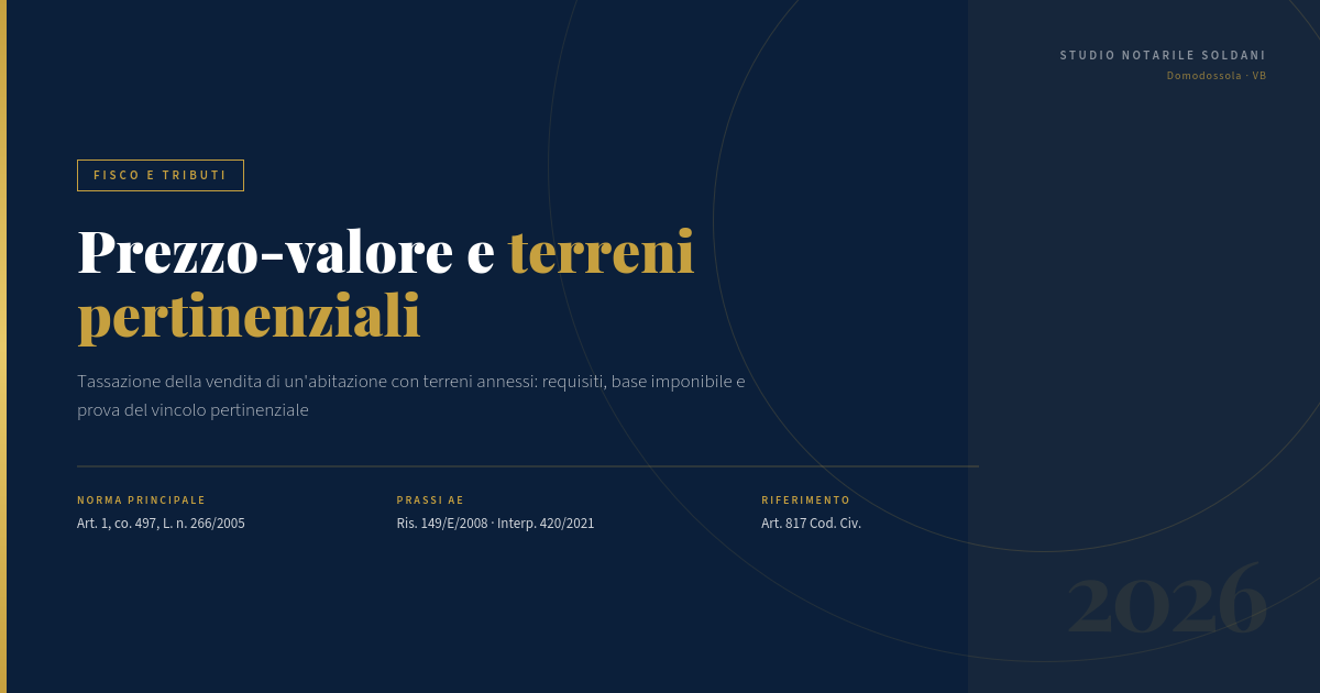 Prezzo-Valore E Terreni Pertinenziali: Tassazione Della Vendita Abitazione Con Terreni Annessi