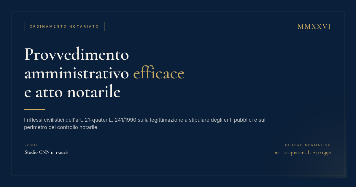 Provvedimento Amministrativo Efficace E Atto Notarile 1 Provvedimento Amministrativo Efficace E Atto Notarile - Copertina Articolo