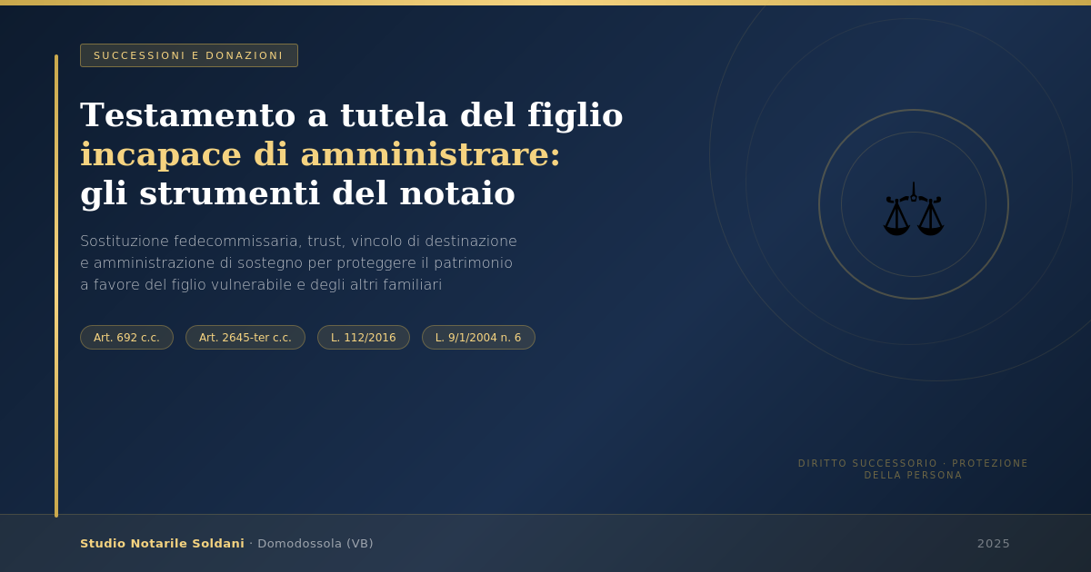 Testamento A Tutela Del Figlio Incapace Di Amministrare Il Patrimonio: Gli Strumenti Notarili 1 Testamento A Tutela Del Figlio Incapace Di Amministrare Il Patrimonio – Strumenti Notarili