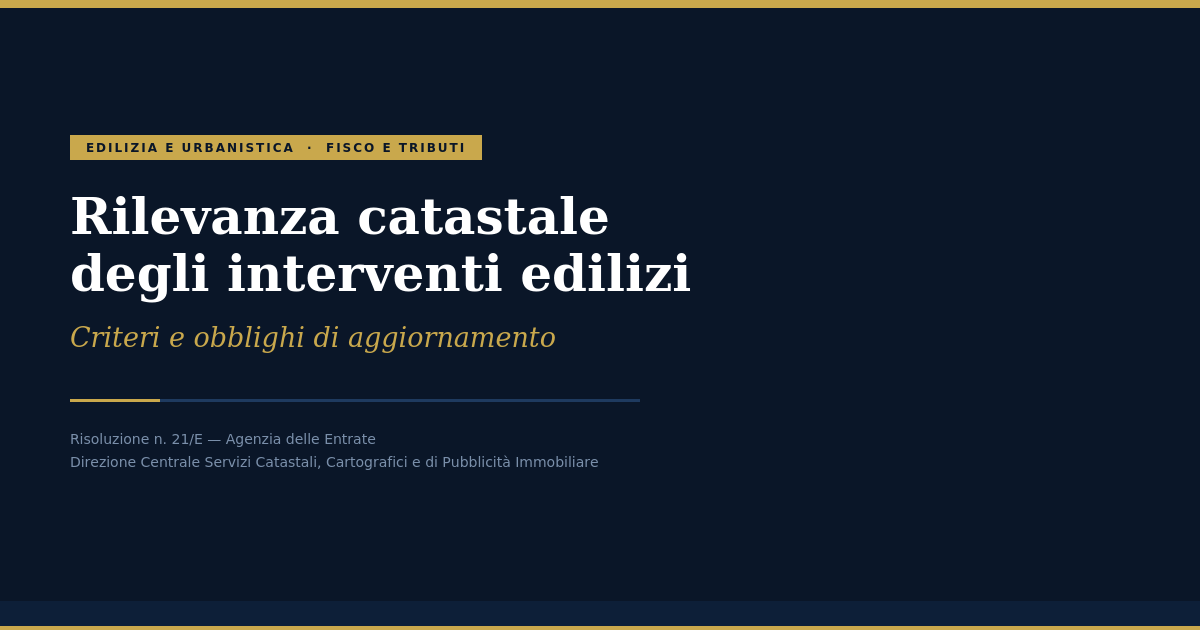 Rilevanza Catastale Degli Interventi Edilizi: Criteri E Obblighi Di Aggiornamento 1 Rilevanza Catastale Degli Interventi Edilizi: Criteri E Obblighi Di Aggiornamento