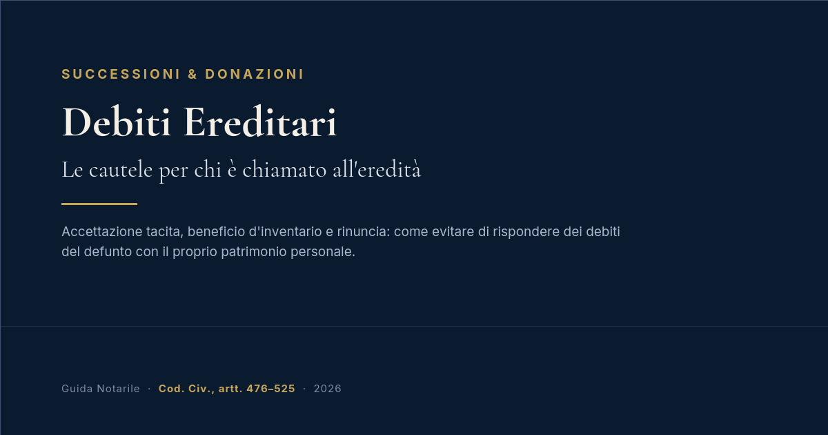 Debiti Ereditari 2026: Cautele Per I Chiamati All'Eredità 1 Debiti Ereditari 2026: Cautele Per I Chiamati All'Eredità - Copertina Articolo