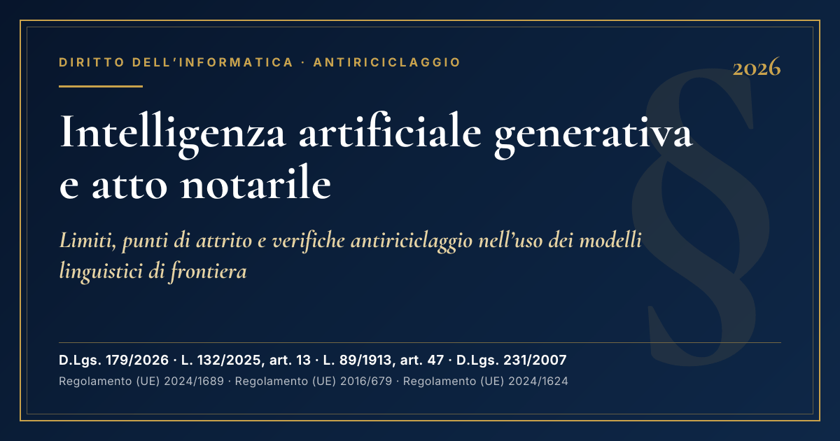 Intelligenza Artificiale Generativa E Atto Notarile: Limiti, Punti Di Attrito E Verifiche Antiriciclaggio 1 Copertina Dell'Articolo Su Intelligenza Artificiale Generativa E Atto Notarile: Limiti, Punti Di Attrito E Verifiche Antiriciclaggio